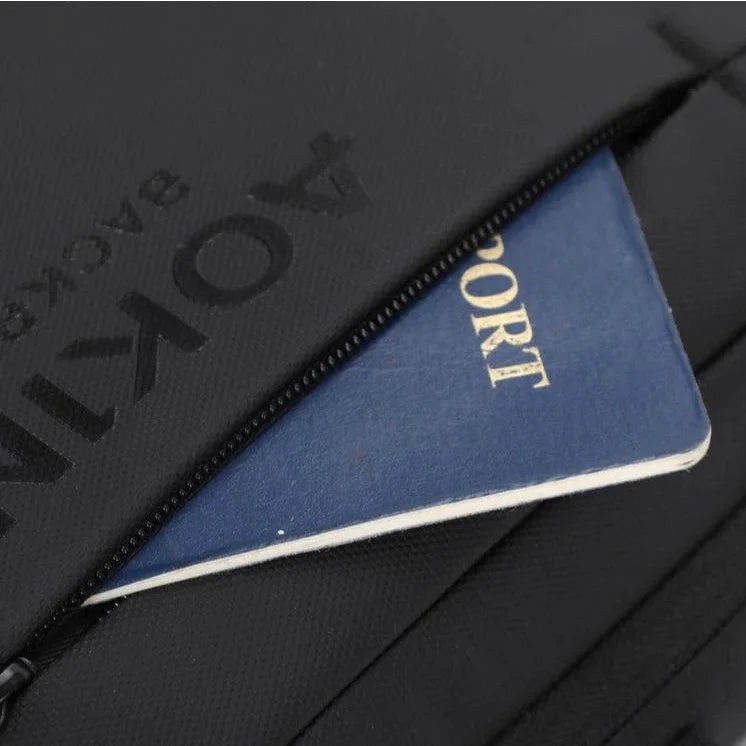 תיק צד יוניסקס AOKING SY4003 עם הגנת RFID לכרטיסי אשראי ותא נסתר לדרכון, תקריב רוכסן איכותי
