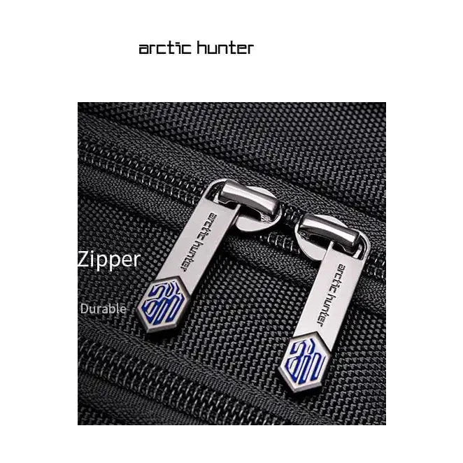 תקריב רוכסני Arctic Hunter עמידים של תיק הגב העסקי B00492, רוכסנים חזקים ולוגו מותג