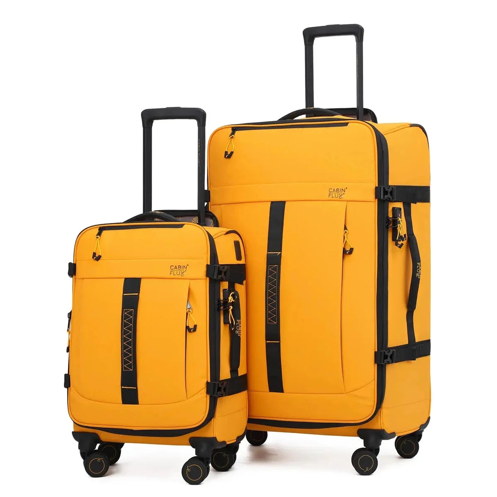 סט מזוודות בד בליסטיק CABIN FLUX Apex Ranger 29 אינץ ו-20 אינץ בצבע צהוב כאמל, מבט חזיתי מלא