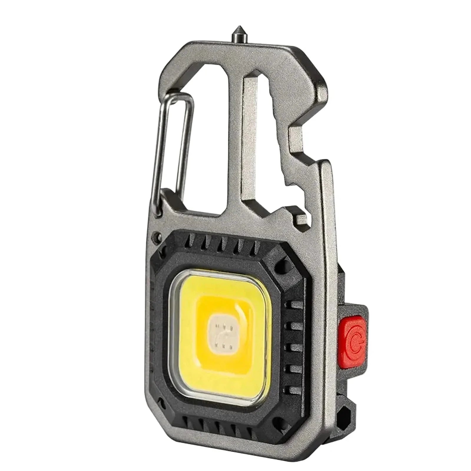 פנס מיני COB נטען עם קרביינר מבית E-SMARTER, תאורת LED עוצמתית בגוף קומפקטי, מבט קדמי