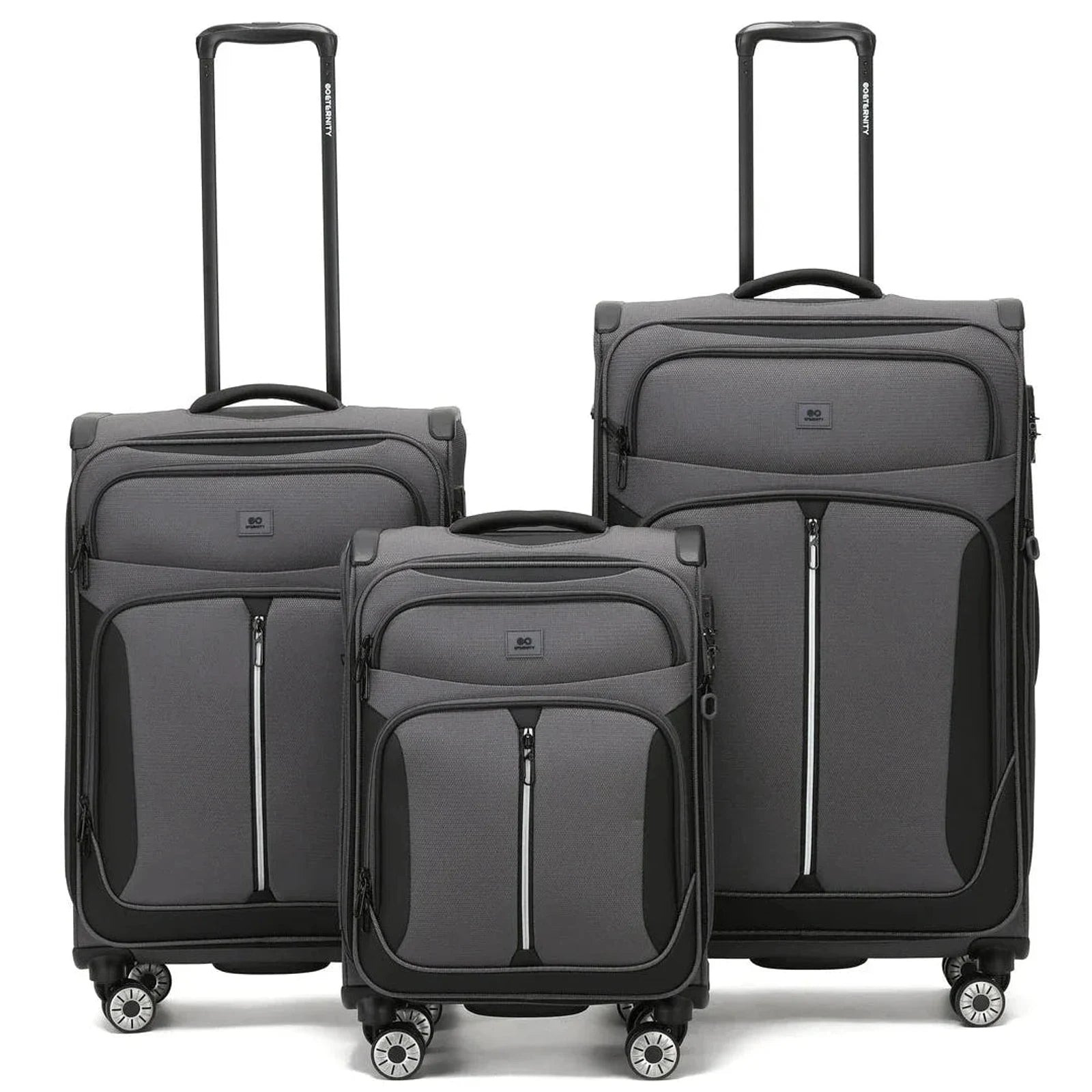 סט מזוודות בד ETERNITY TUCSON אפור 28 ועשרים וארבע ועשרים אינץ, בד פוליאסטר ציפוי PU, גלגלי ספינר ומנעול TSA