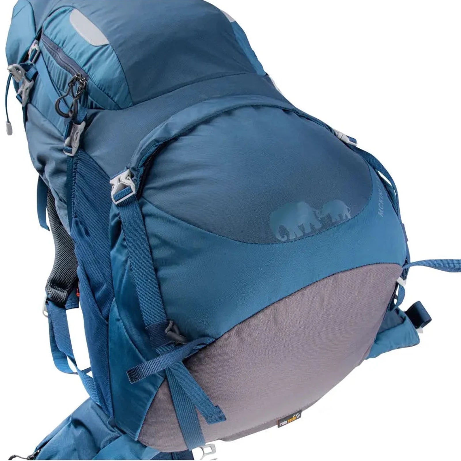 תא עליון עם כיס רשת בתרמיל GoNature MCKINLEY 65+10 ליטר בצבע כחול לארגון ציוד, מבט מלמעלה