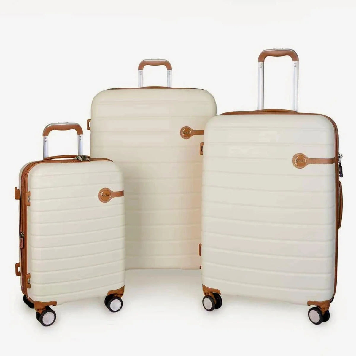 מזוודות Goby London JUPITER סט שלוש יחידות שמנת ABS פוליקרבונט רוכסני ספינר מבט קדמי