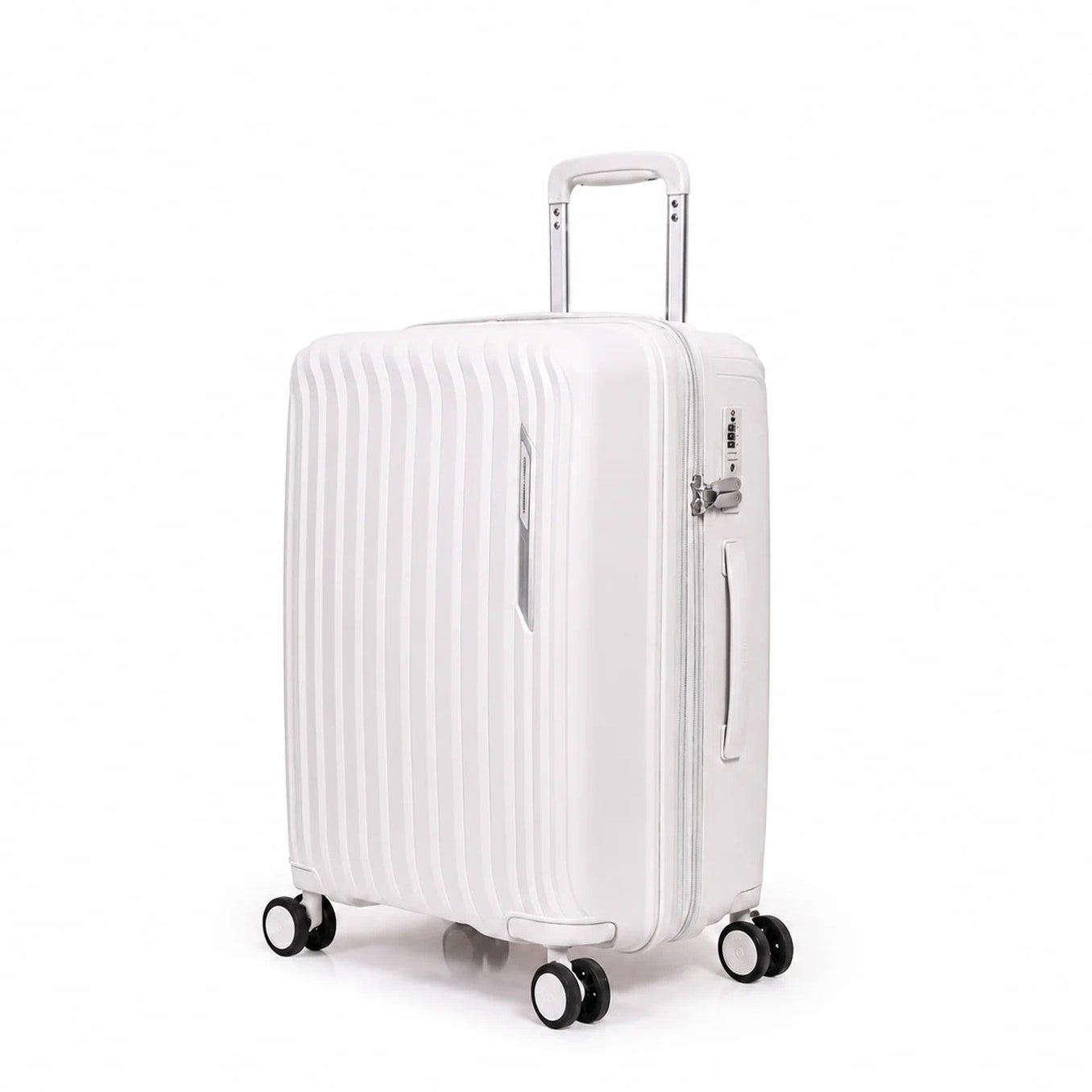 מזוודת טרולי לבנה 22 אינץ' Goby London מדגם MAX SHIELD עם גלגלים כפולים ומנעול TSA
