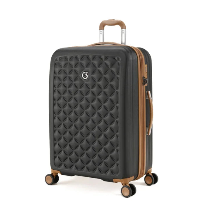 מזוודה בינונית 25 אינץ' Goby London Ocean Coral שחורה ABS פוליקרבונט מנעול TSA 8 גלגלים גרור לטיסה