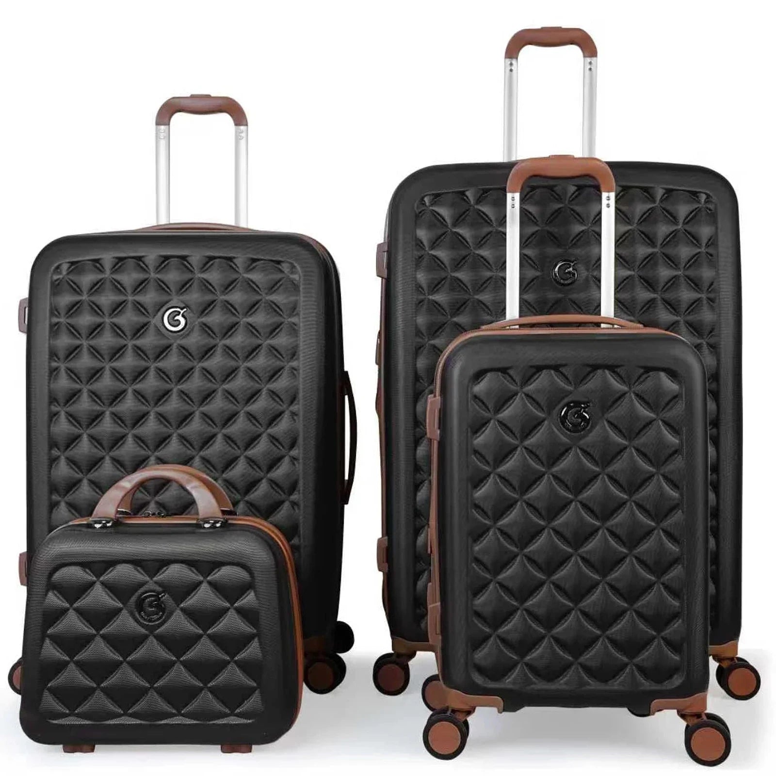 סט ארבעה פריטים Goby London Ocean Coral שחור מזוודות קשיחות 29 25 20 אינץ ותיק איפור תואם