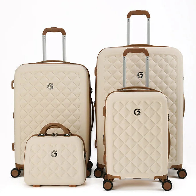 סט ארבעה פריטים Goby London Ocean Coral שמנת מזוודות קשיחות ABS 29 25 20 אינץ ותיק איפור תואם
