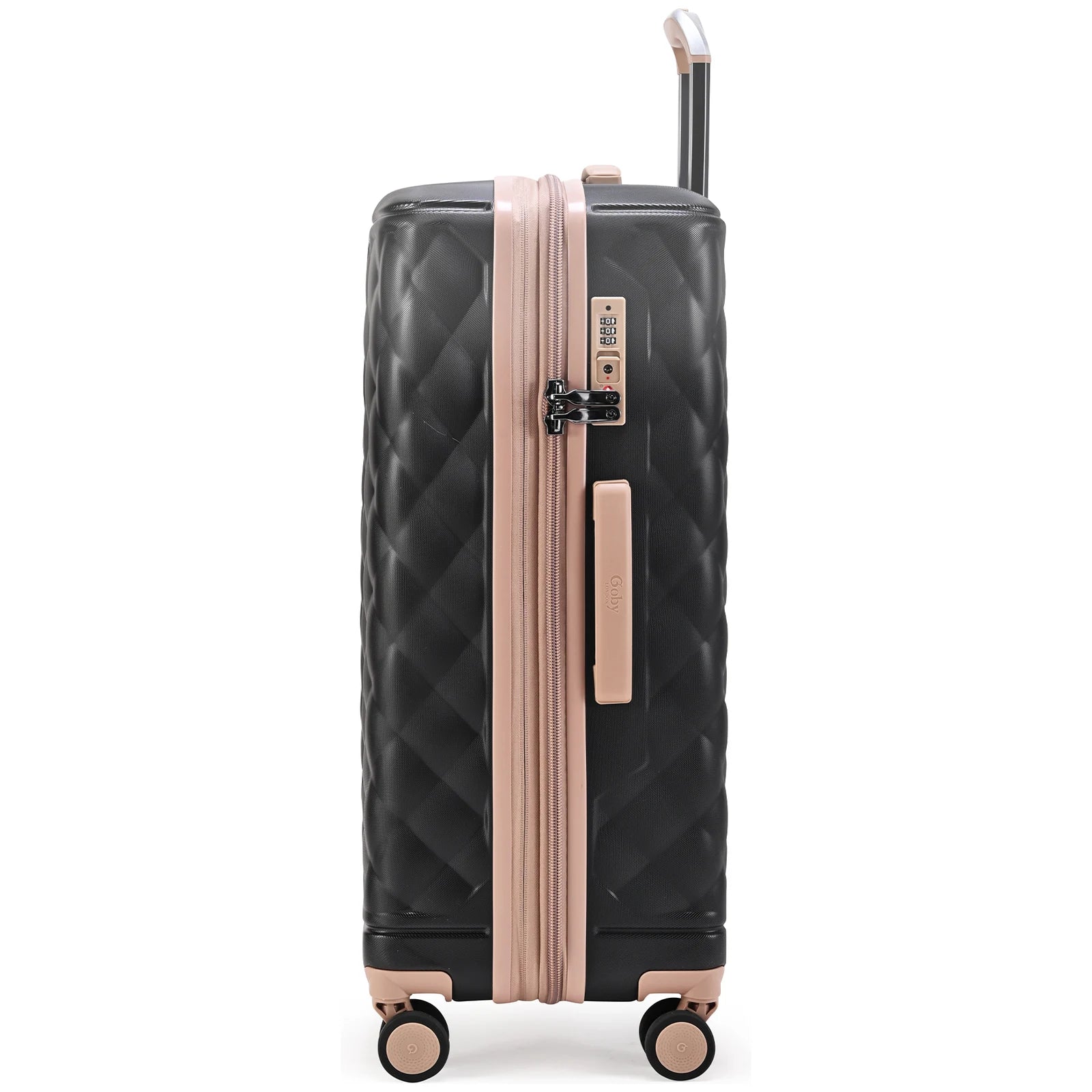 מזוודה בינונית Goby London OCEAN ROYALE 25 אינץ' - מבט צד עם מנעול TSA משולב ורוכסן ההרחבה