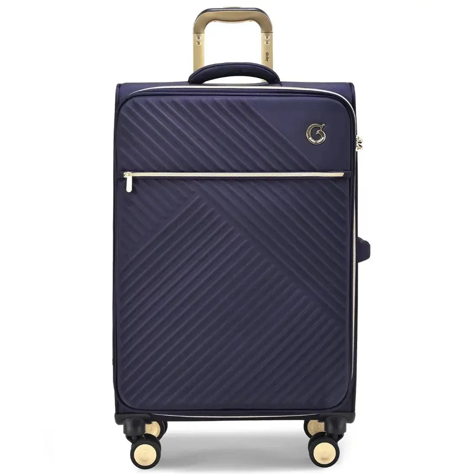 מזוודה גדולה 32 אינץ' בד Goby London Royal Vogue בצבע נייבי, נפח 158 ליטר עם טקסטורה גיאומטרית