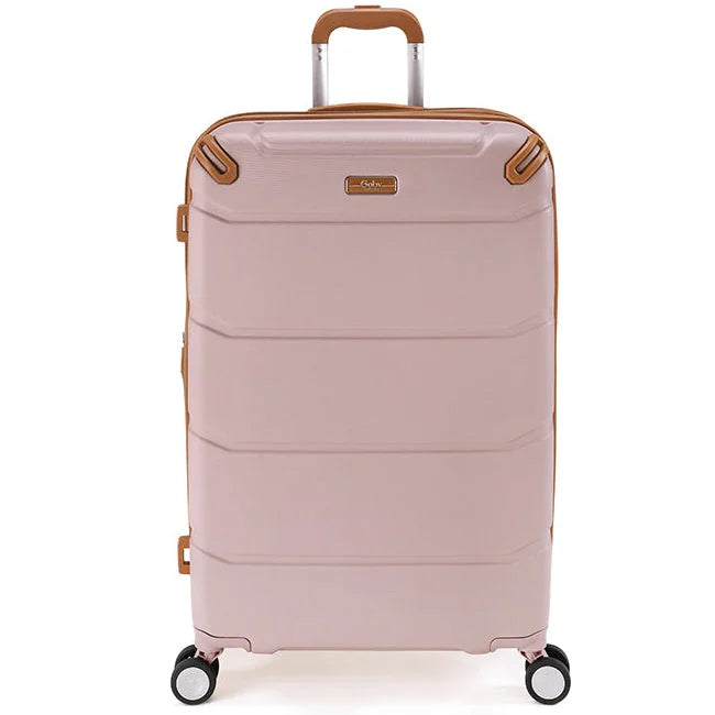 מזוודה גדולה 29 אינץ' Goby London Vegas ורוד עתיק מבט קדמי, ABS פוליקרבונט, 130 ליטר, 8 גלגלים