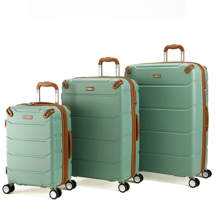 סט שלוש מזוודות קשיחות Goby London Vegas מנטה 29 ועשרים וחמש ועשרים אינץ עם ספינר TSA
