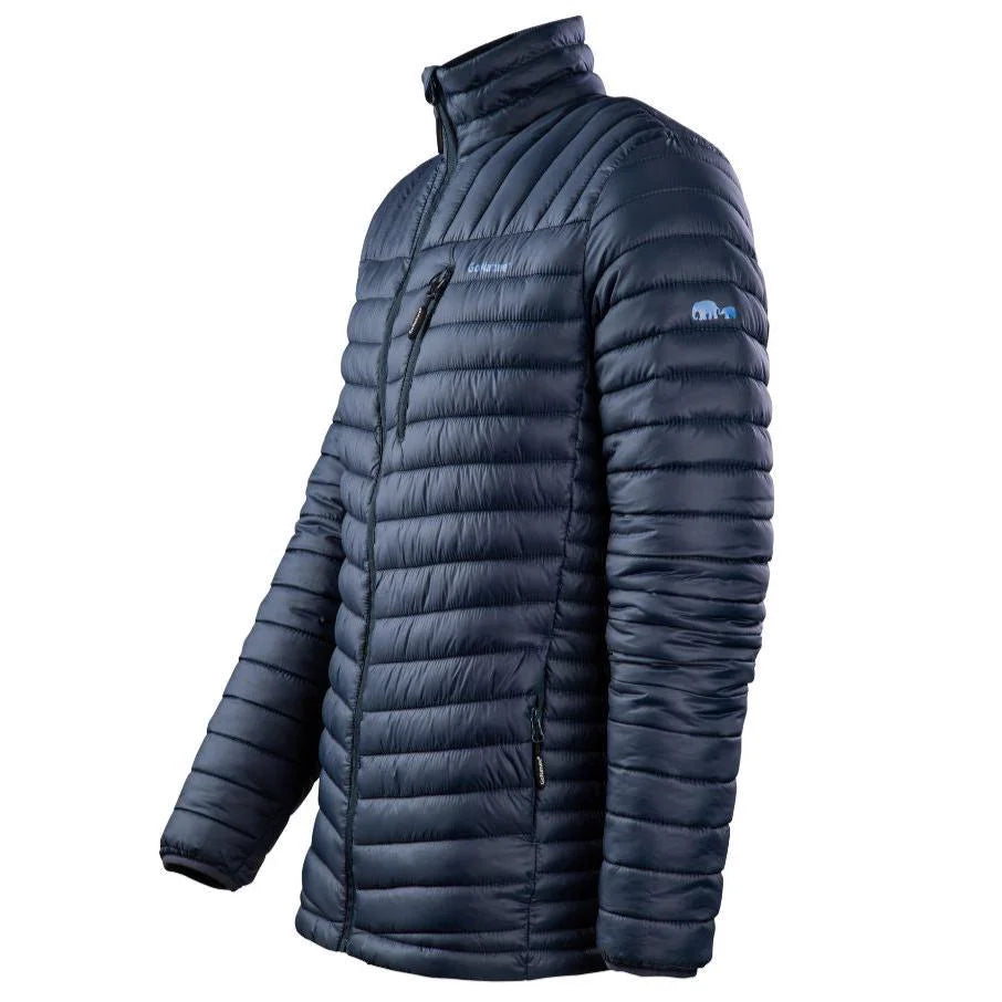 מעיל פוך סינטטי GoNature Beluga JKT לגברים בצבע נייבי, קל משקל ומתקפל, זווית צד עם כיס תחתון