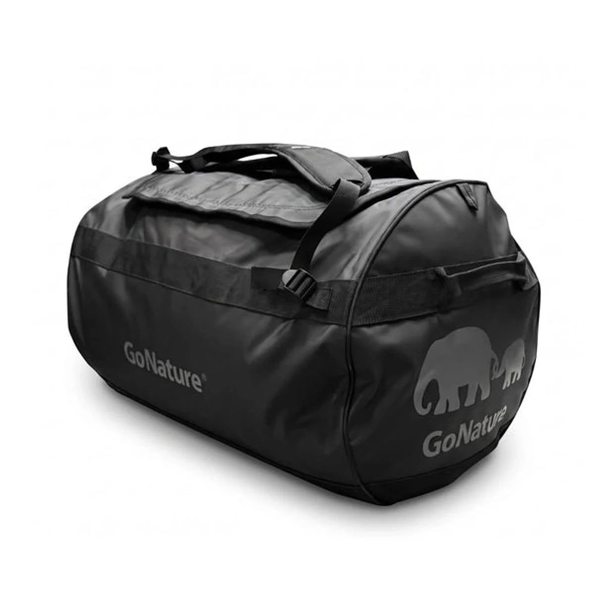 תיק נסיעות דאפל GoNature DUFFEL BAG בנפח 90 ליטר מבד Tarpaulin שחור עמיד למים עם רוכסני YKK לטיולים ושטח