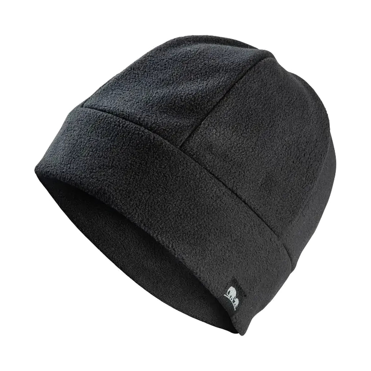 כובע פליז חוסם רוח GoNature FLEECE WINDPROOF בצבע שחור עם ממברנה פנימית ושוליים מקופלים, מבט בזווית