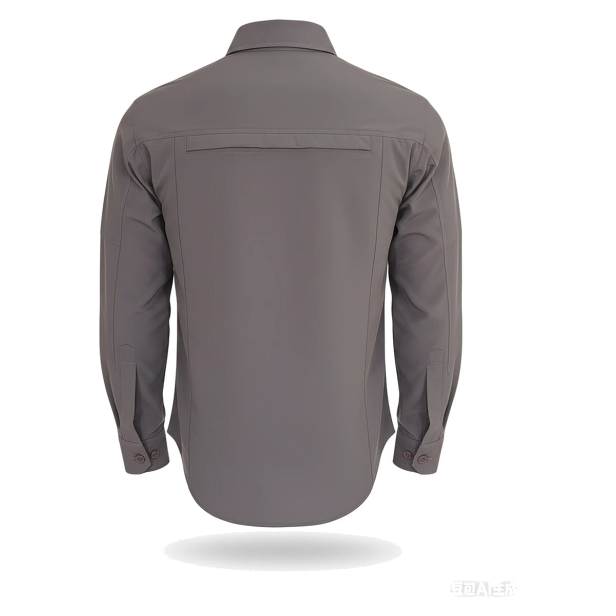 גב חולצה מכופתרת לטיולים GoNature GN OUTBACK L/S עם הגנת UPF 30+ באפור - כתף כפולה עם גב רשת שמוציא את החום