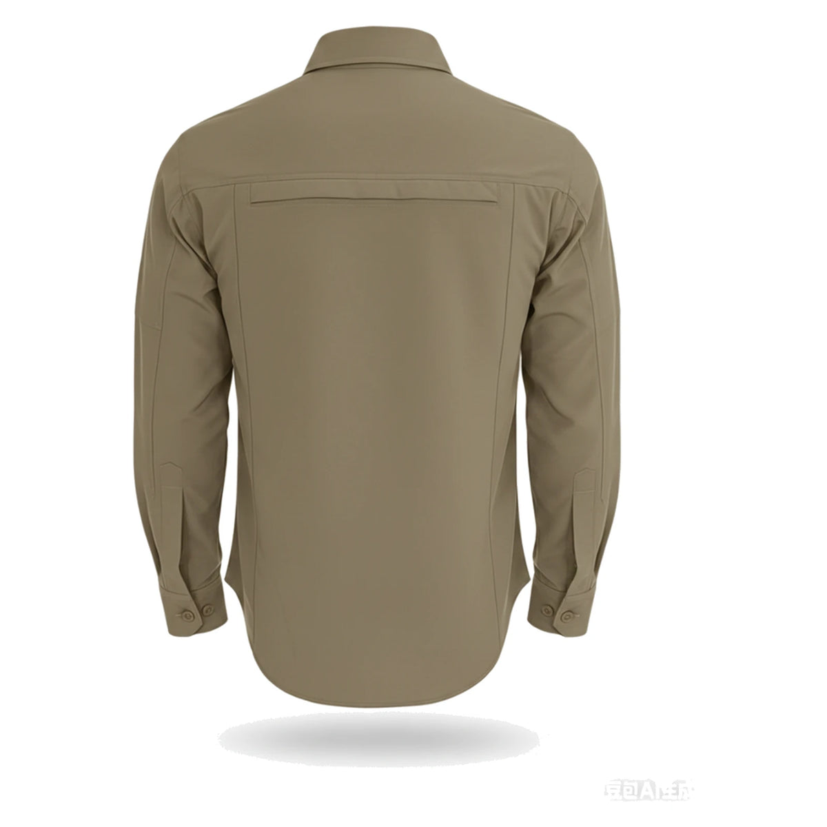 גב חולצה מכופתרת לטיולים GoNature GN OUTBACK L/S עם הגנת UPF 30+ בחאקי - יריעת הרשת המאווררת מתחת לכתף הכפולה