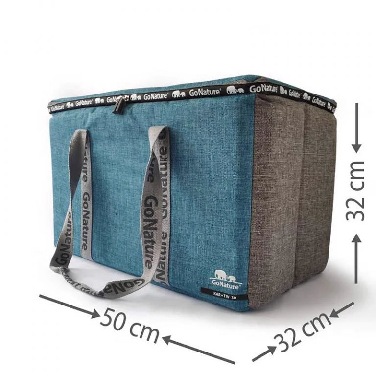 צידנית בד Go Nature KAR-TIV 30 ליטר תכלת, מידות 50x32x32 ס"מ, שמירת קרח 12 שעות, בד דוחה מים