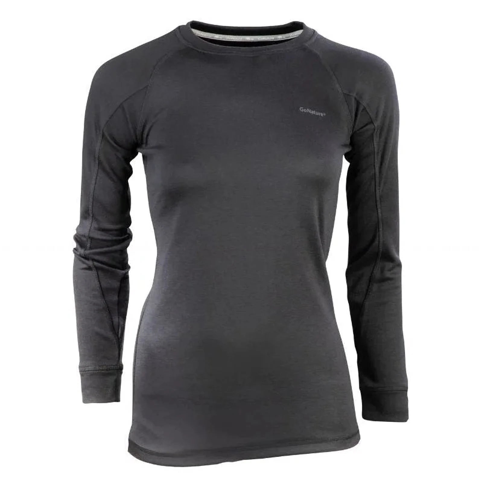 גופיית טרמית נשים Go Nature Wool Merino Hybrid 300 גרם שחורה, פוליאסטר 80% ומרינו 20%, מבט קדמי