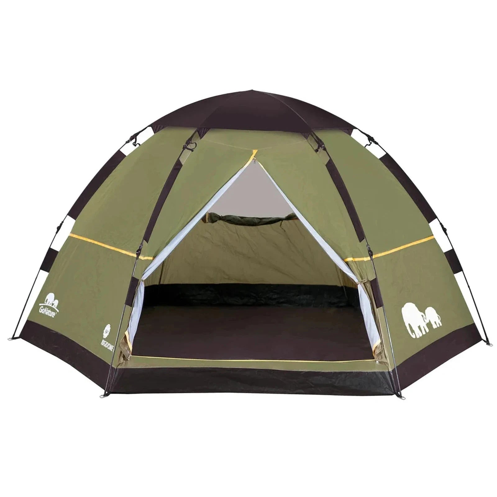אוהל קמפינג מקצועי ל-6 אנשים Go Nature Rigidome 6 עם מבנה Igloo Hexagon והקמה מהירה תוך דקה, מבט חזיתי