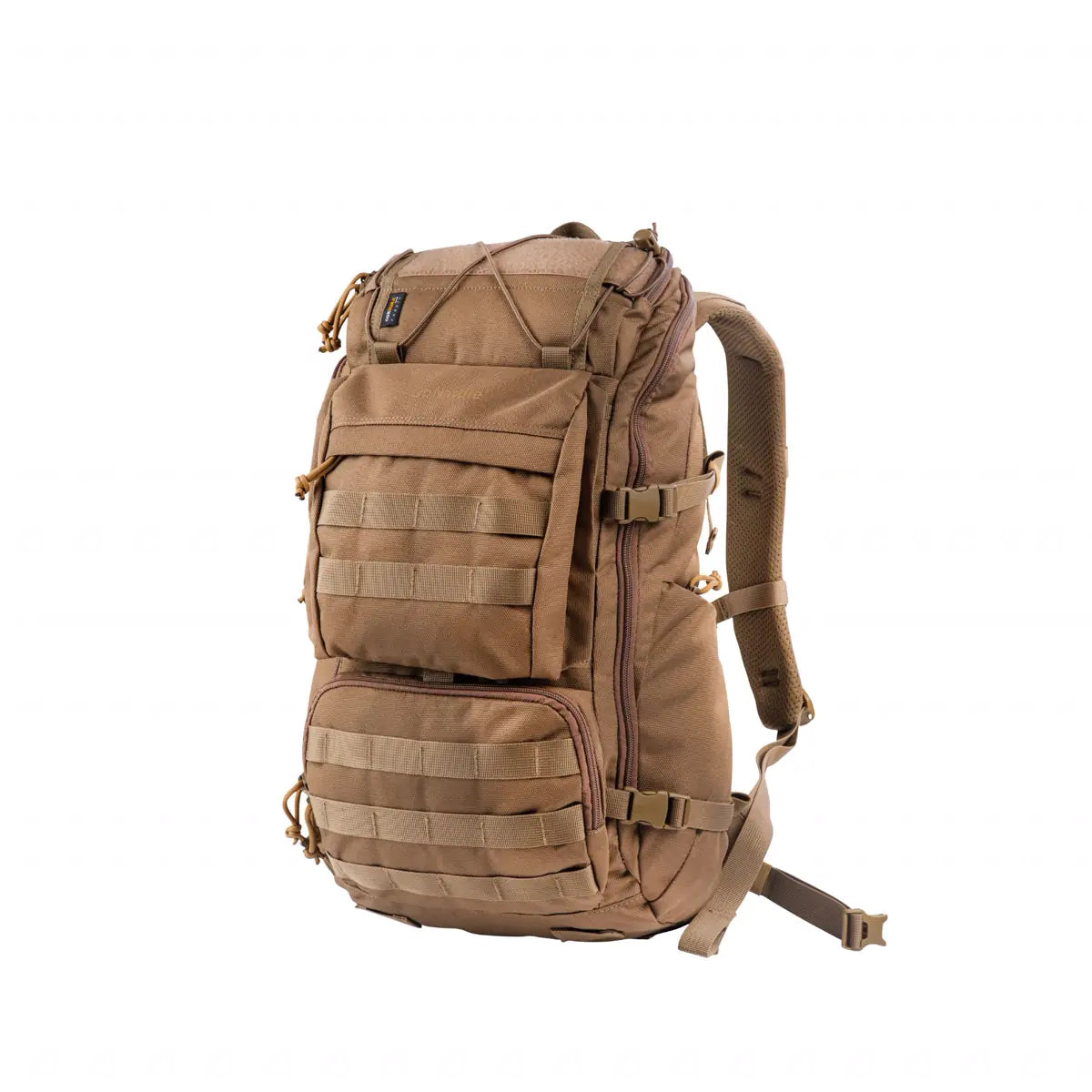 תרמיל טאקטי מקצועי GoNature Tundra MK 1.0 בנפח 30 ליטר בצבע חום, עשוי אריג D1000 CORDURA עם מערכת MOLLE, מבט קדמי מזווית