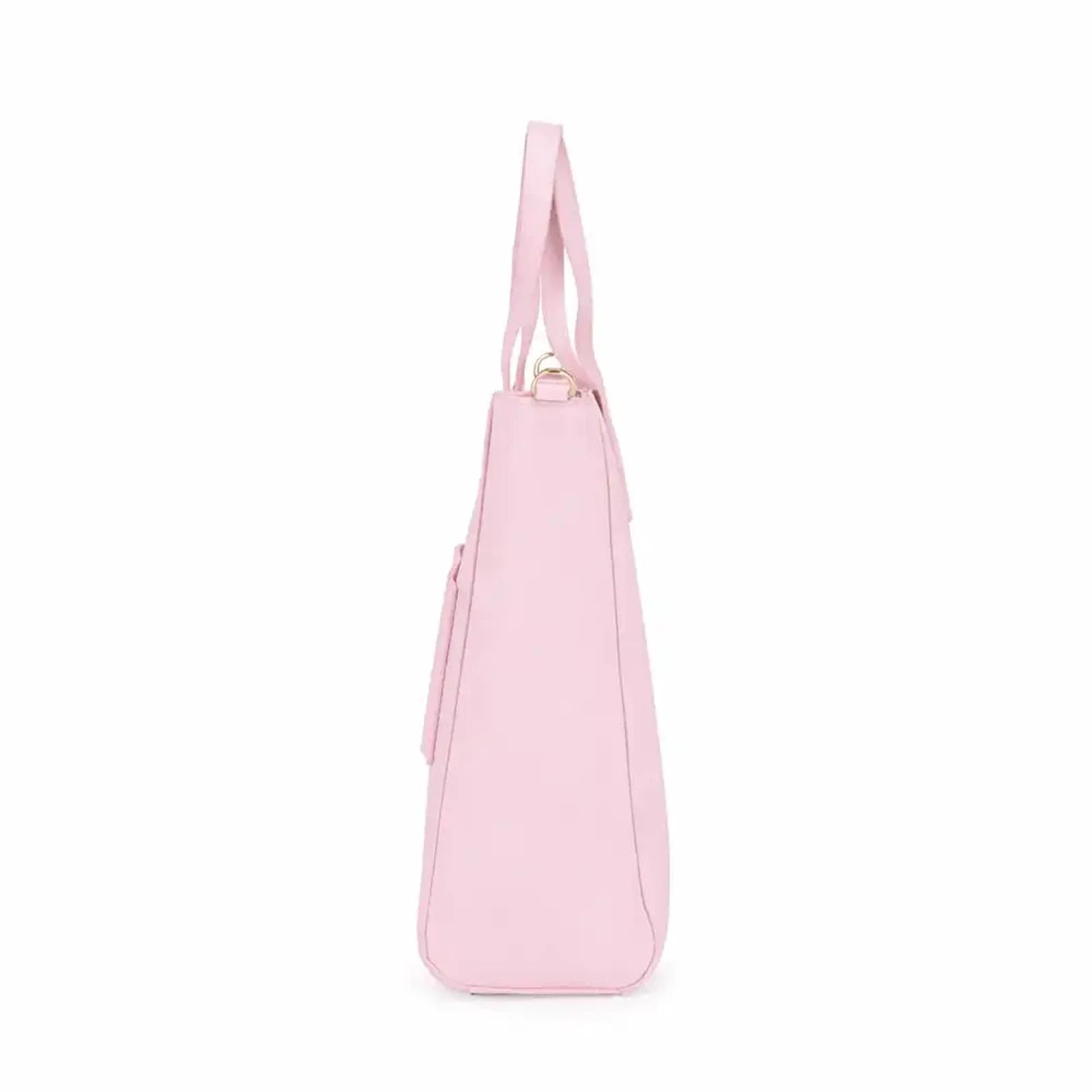 תיק נסיעות ורוד Kate Hill Bloom Travel Tote ברוחב 12 סנטימטר, מבט צדדי המציג את עומק התיק