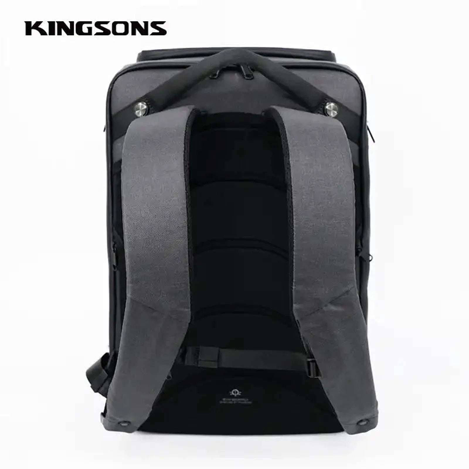תיק גב ללפטופ Kingsons Solar Beam K9386W מבט מאחור, רצועות כתף מרופדות ומאווררות וגב אורטופדי
