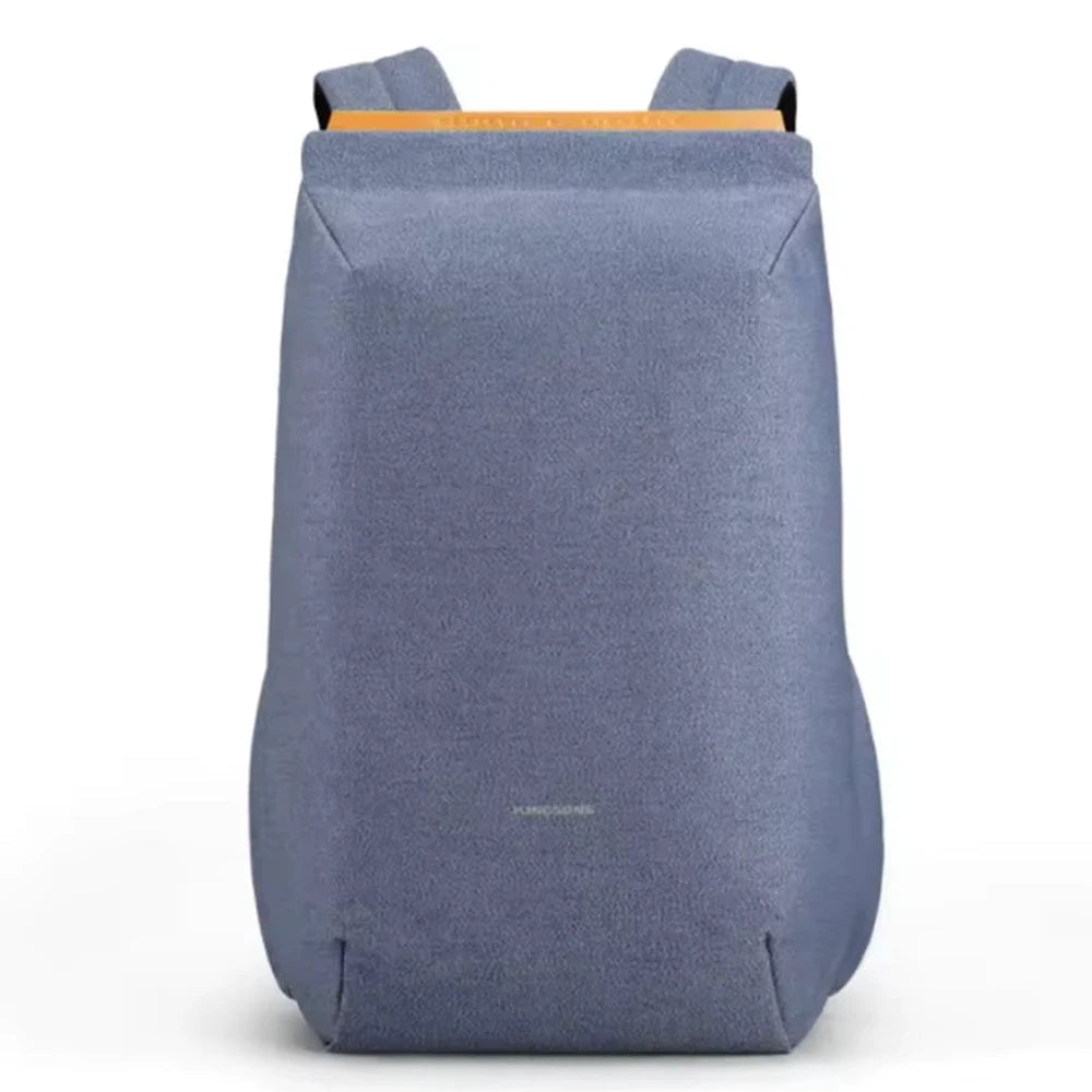 תיק גב Kingsons Travel Light KS3207W למחשב נייד בצבע תכלת, רוכסן נסתר ושקע USB, מבט מלפנים