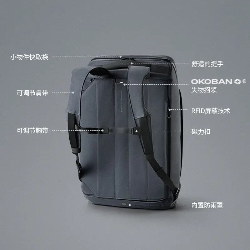 תיק עליה למטוס Kingsons TRAVEL 40L עם סימון מאפייני גב כולל הגנת RFID ורצועות מתכווננות