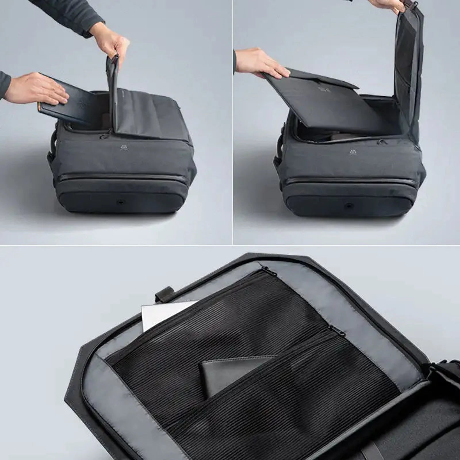 תא מחשב נייד בתיק עליה למטוס Kingsons TRAVEL 40L בצבע אפור לאחסון מחשב 15.6 אינץ בבטחה
