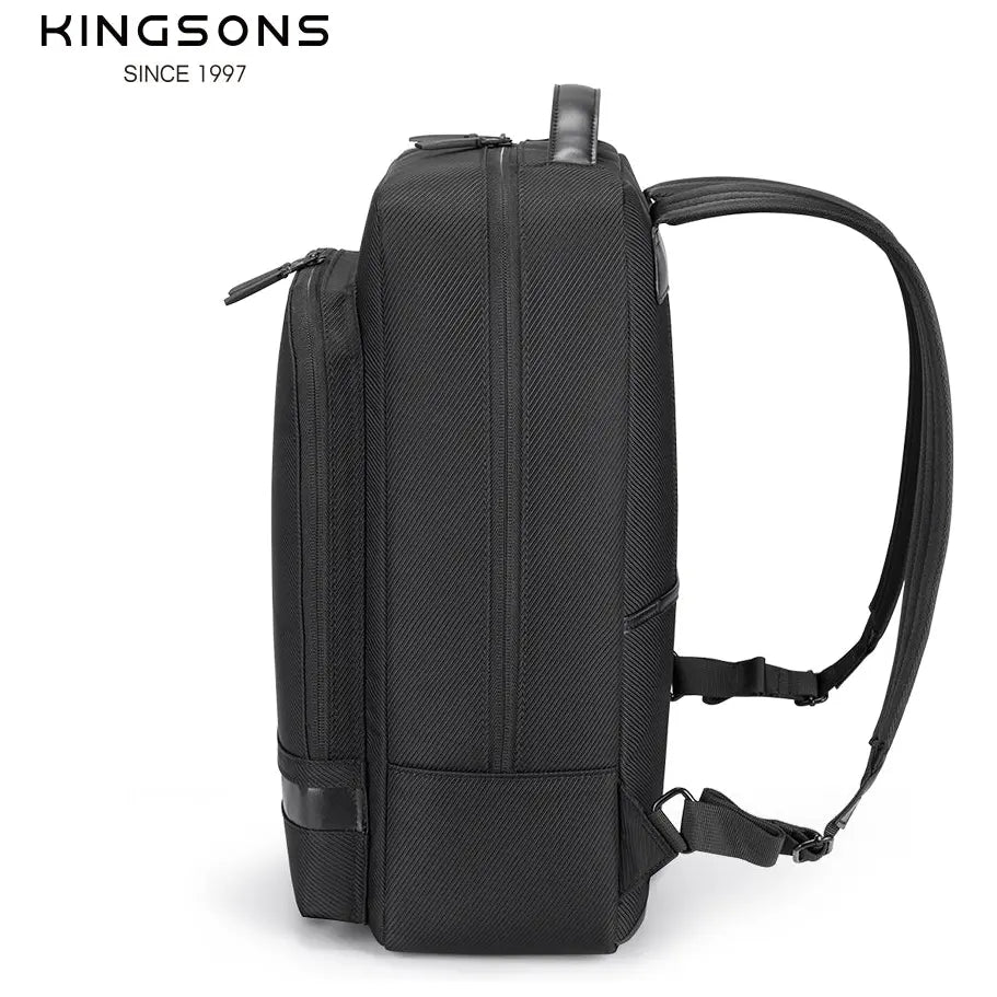 תיק גב עסקי Kingsons Unlimited KS3323W שחור - מבט צד ורצועות מרופדות