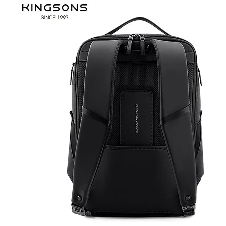 תיק גב עסקי Kingsons Urban Stylish KS3237W שחור - מבט אחורי עם גב אורטופדי ורצועת טרולי