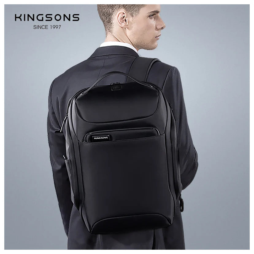 תיק גב עסקי Kingsons Urban Stylish KS3237W שחור על הגב - מראה עסקי אלגנטי