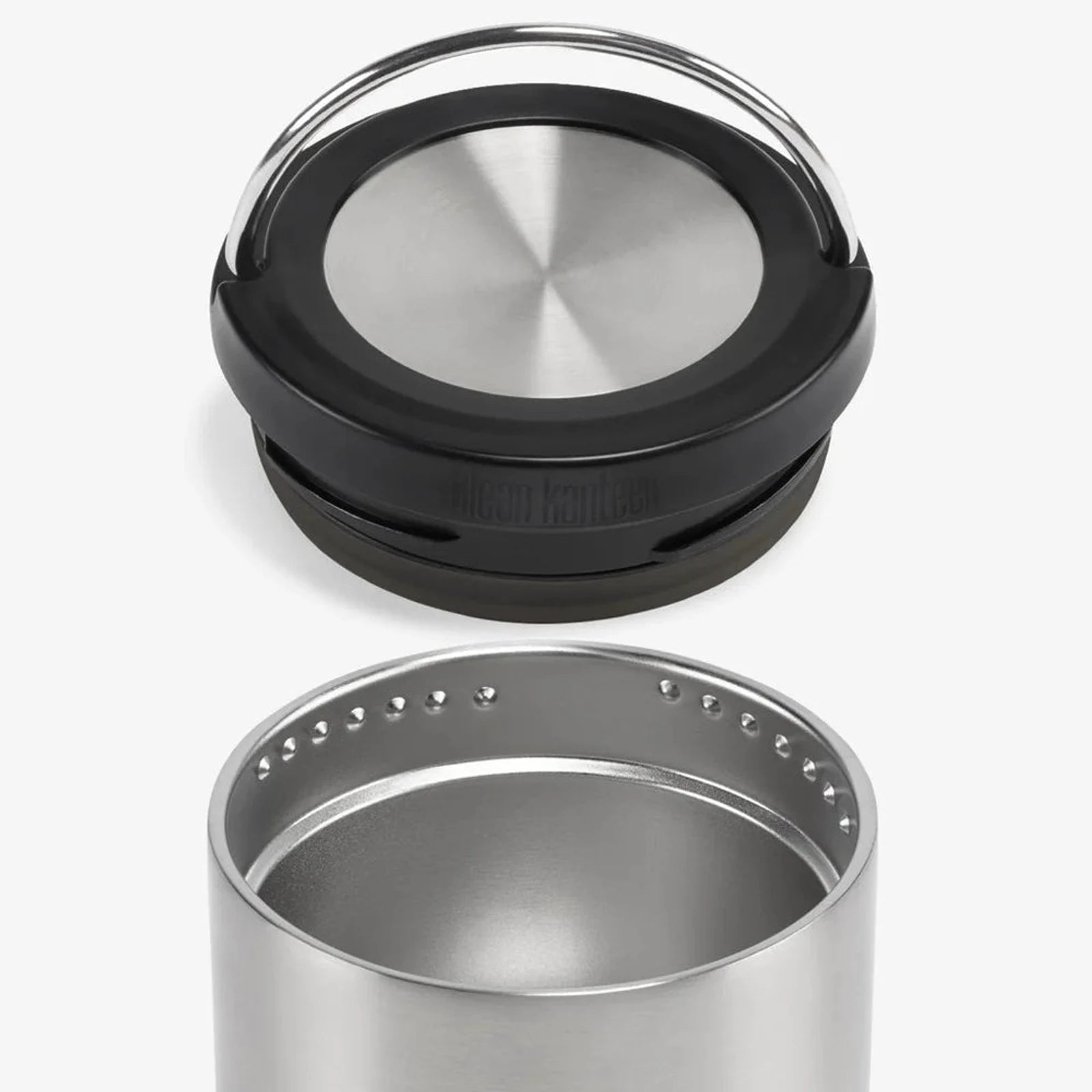 מבט על מכסה TK Closure ופנים מיכל מזון Klean Kanteen 237 מ"ל נירוסטה 18/8, קל לניקוי ובטוח למדיח