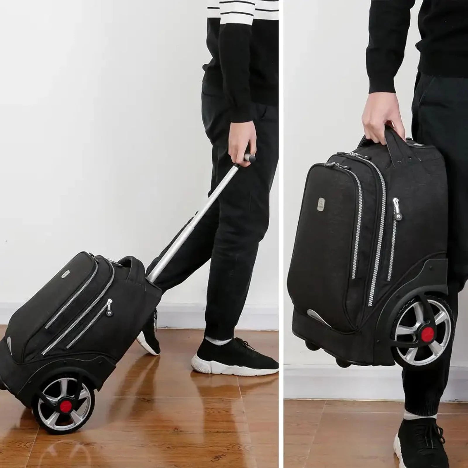 תיק טרולי ללפטופ Loopi Rolling Executive 19 אינץ' בשימוש עם גרירה על גלגלים ונשיאה בידית צדדית