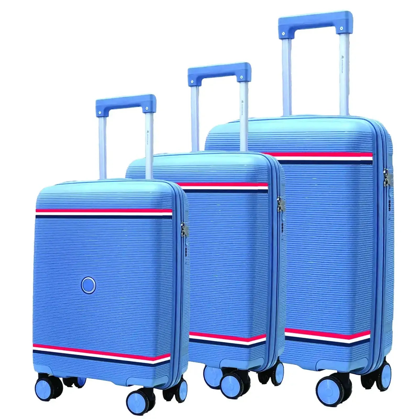 סט 3 מזוודות קשיחות MARCO POLO LEADER COSMOS מתרחבות בצבע תכלת - 20, 28 ו-32 אינץ'