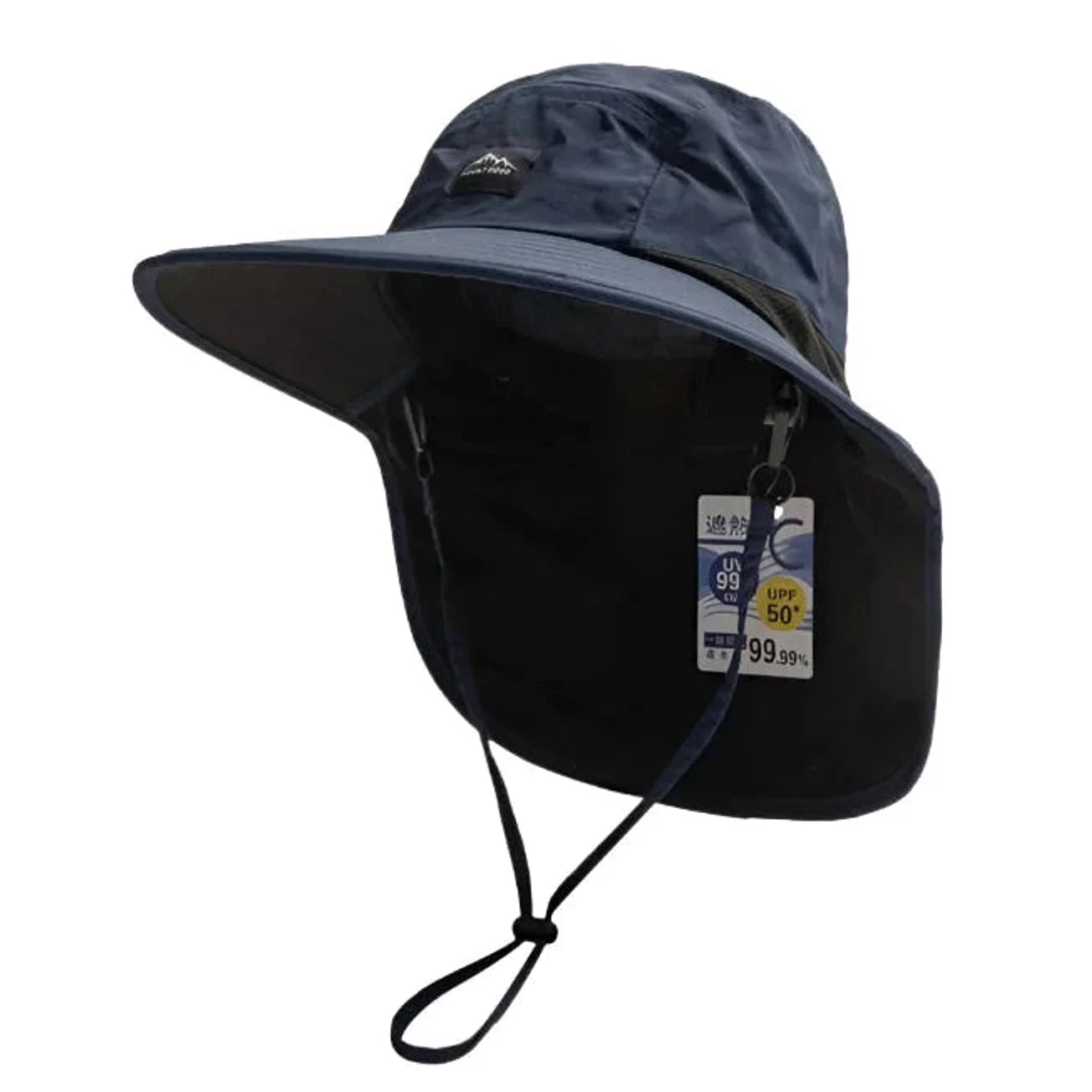 כובע מנדף Mount Hood בצבע נייבי עם הגנת עורף נשלפת UPF 50+ פוליאסטר דוחה מים לקמפינג ודיג בשמש