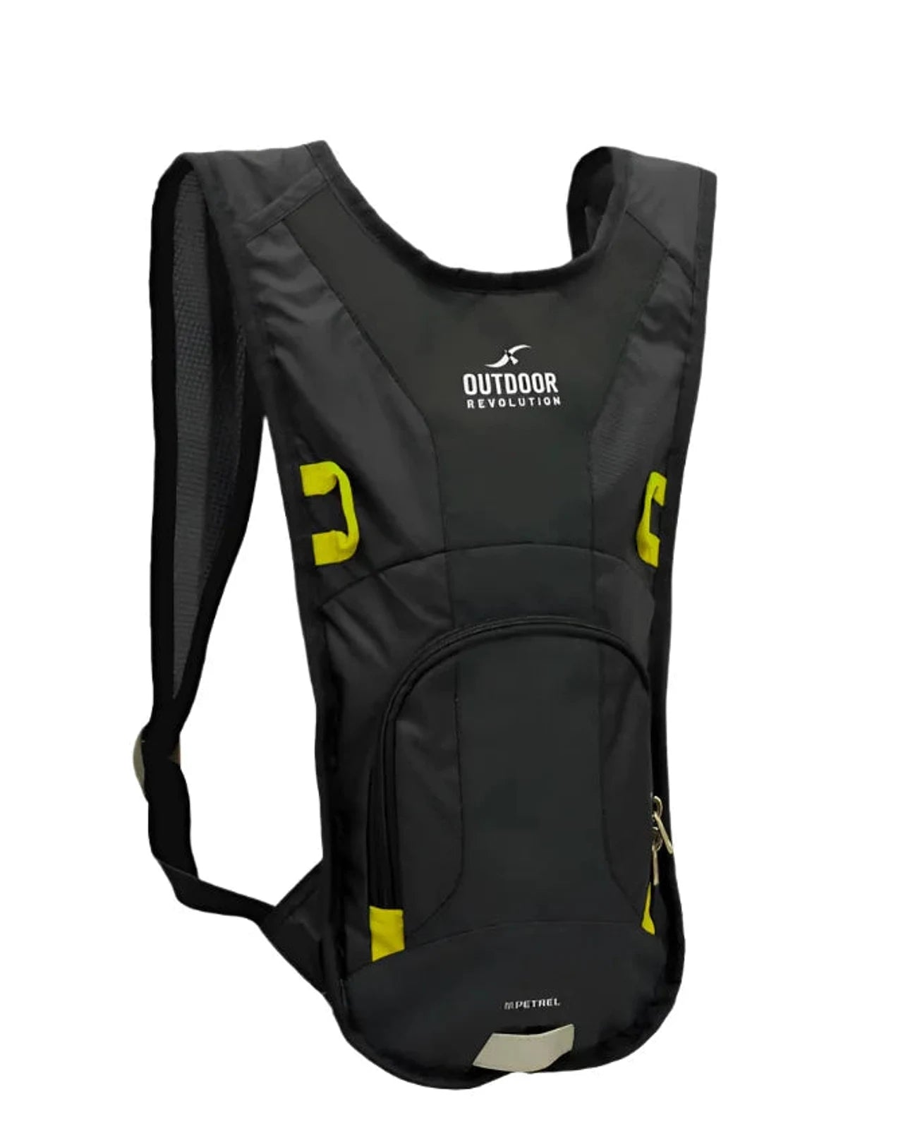 תיק גב שלוקר Outdoor Revolution Petrel עם שקית שתייה 3 ליטר בצבע שחור, תא מבודד לשמירת טמפרטורת המים, מבט חזית