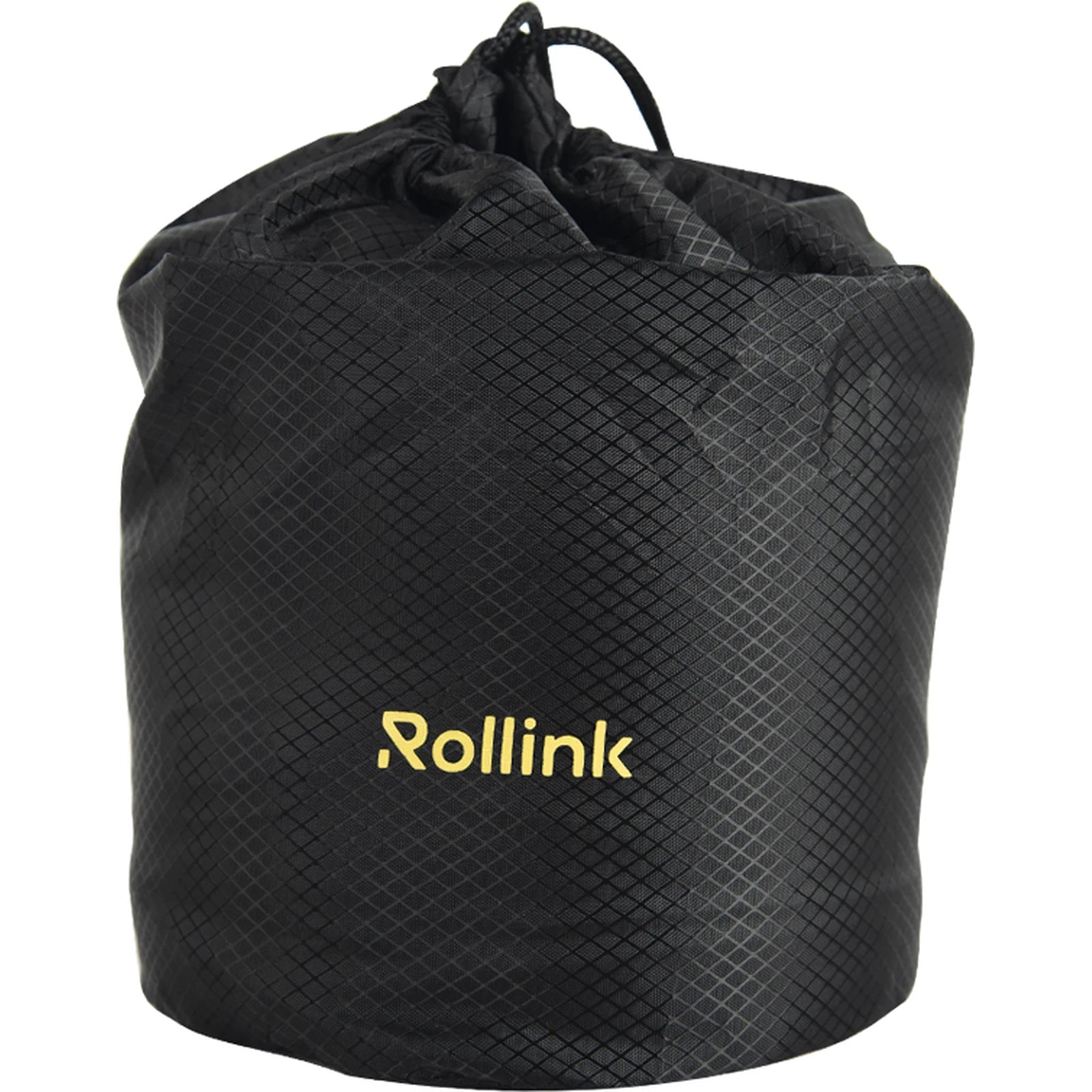 נרתיק הנשיאה השחור של כרית הצוואר Rollink עם שרוך סגירה ולוגו המותג