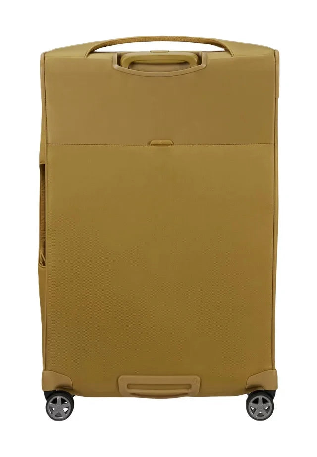 מזוודת בד Samsonite D'lite Spinner 78cm בצבע צהוב כאמל - מבט אחורי עם ידיות נשיאה עליונה וצידית