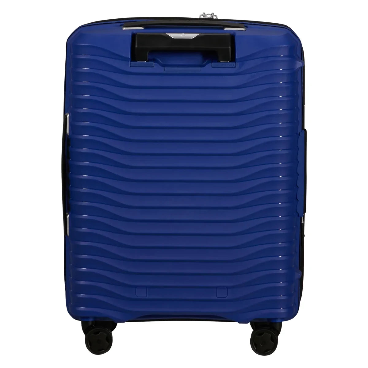 מזוודת טרולי עלייה למטוס Samsonite Upscape עם 4 גלגלי סיליקון כפולים ספינר - מבט אחורי בצבע כחול