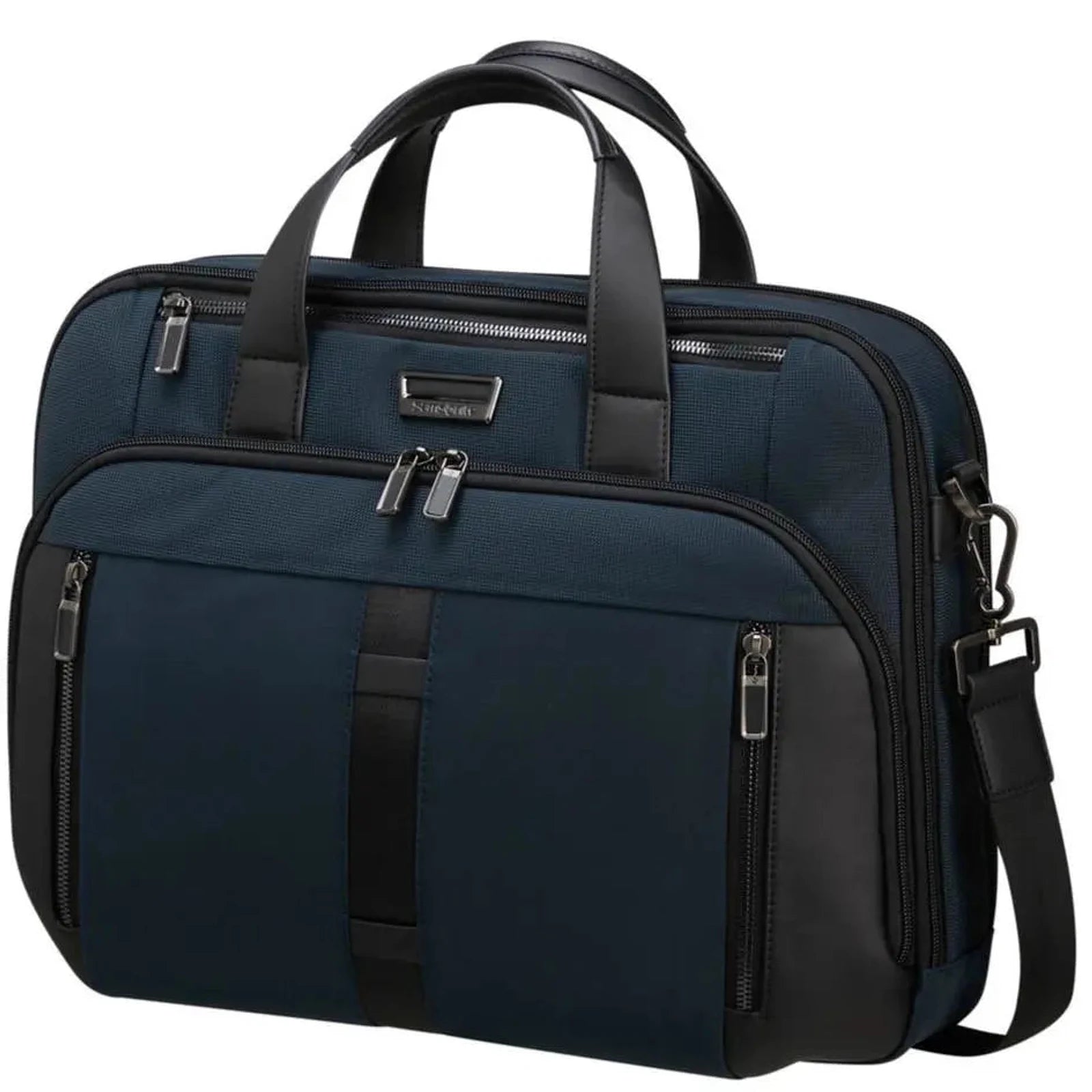 תיק צד עסקי למחשב נייד עד 15.6 אינץ' Samsonite Urban Eye בצבע נייבי, עשוי בליסטיק ניילון איכותי, מבט חזית