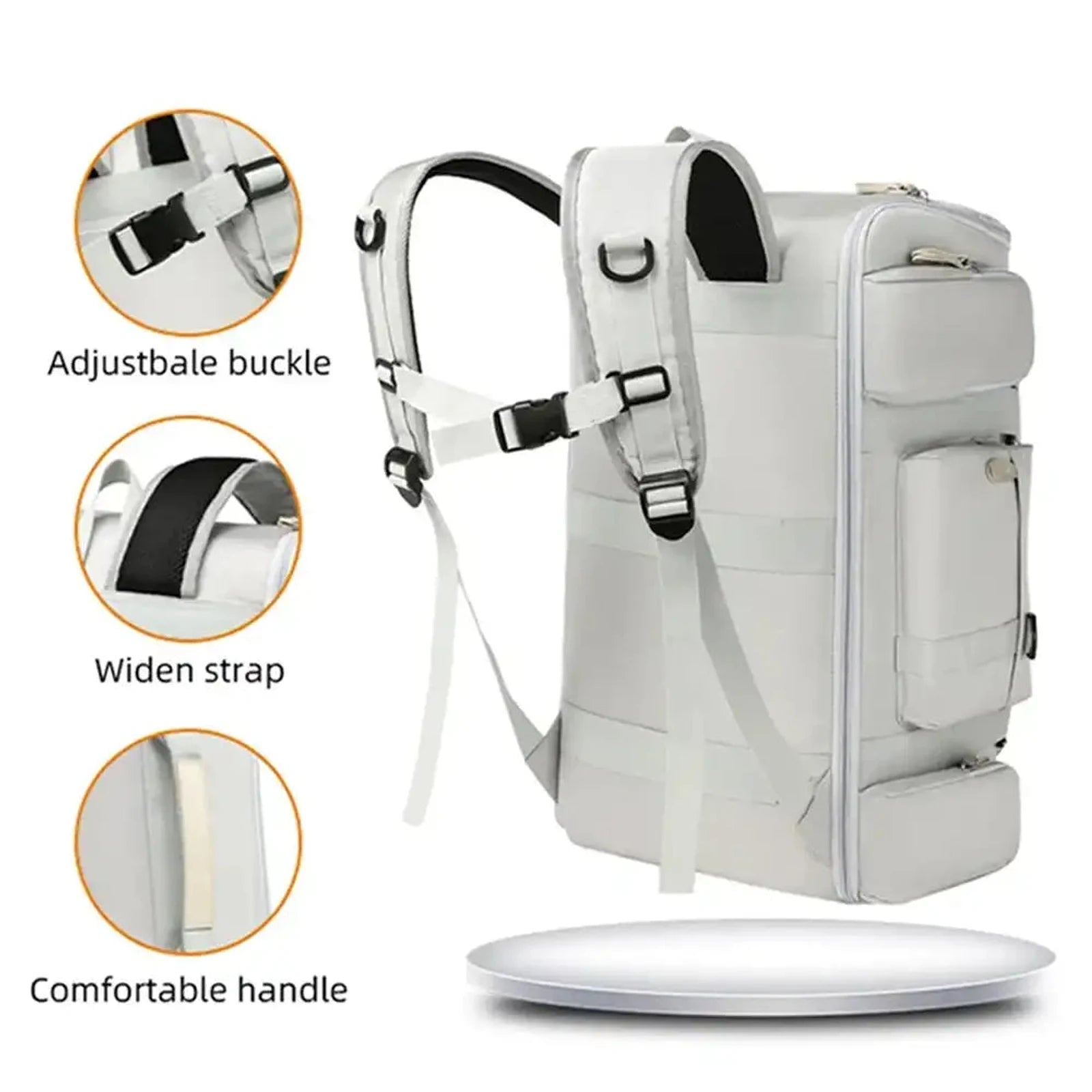 תיק עליה SanTiaoRen SkyPack 42L בצבע אפור, הדגשת אבזם מתכוונן, רצועות כתף מרופדות וידית נשיאה נוחה