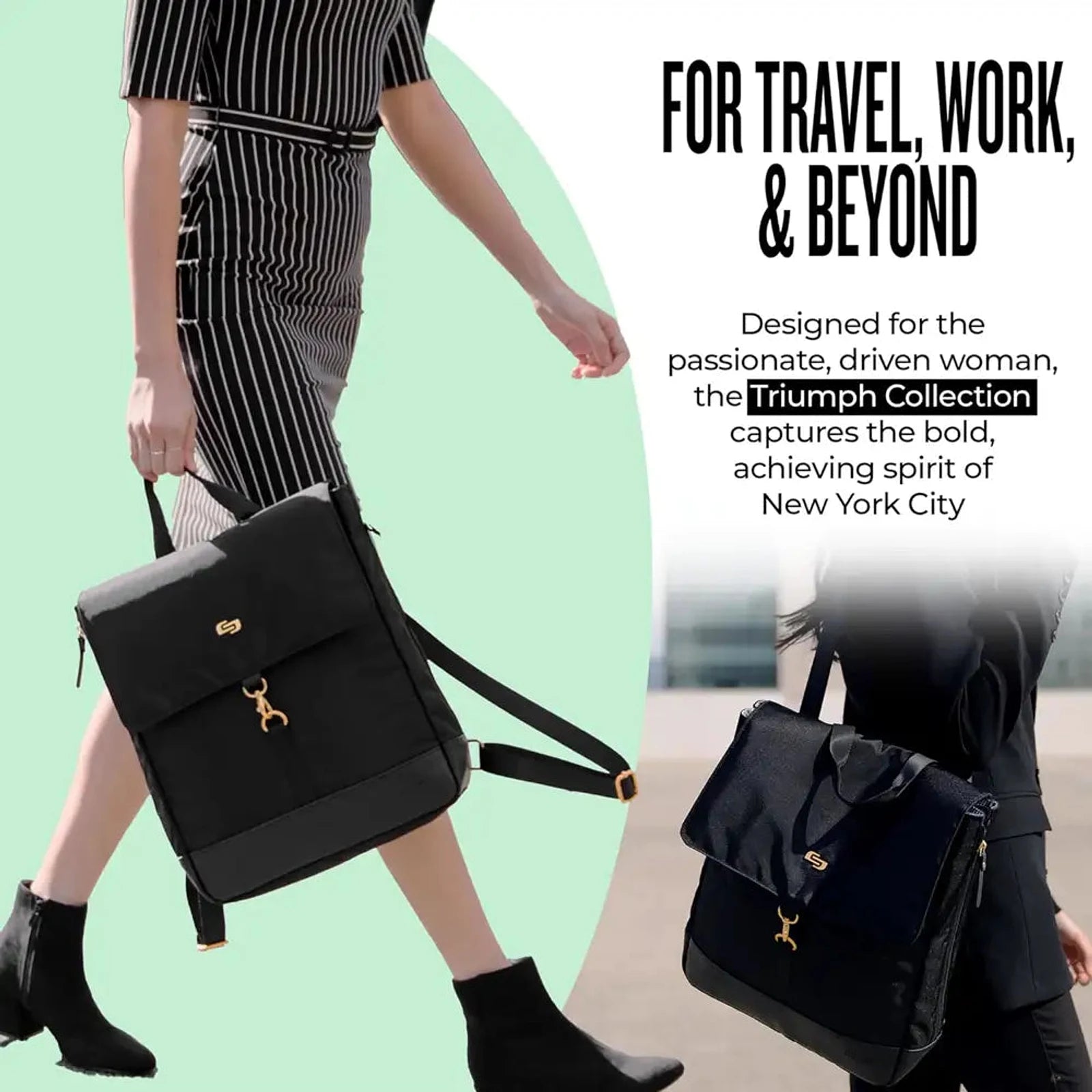 תיק SOLO New York Austin Hybrid Tote היברידי 3 ב-1 לנסיעות ולעבודה, תמונת אורח חיים