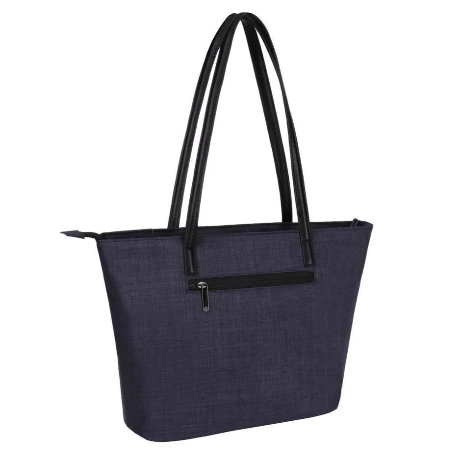 תיק נשיאה SwissDigital TOTE SD-880 אפור כהה, תא אחורי מרוכסן לשליפה מהירה של פריטים, מבט מאחור