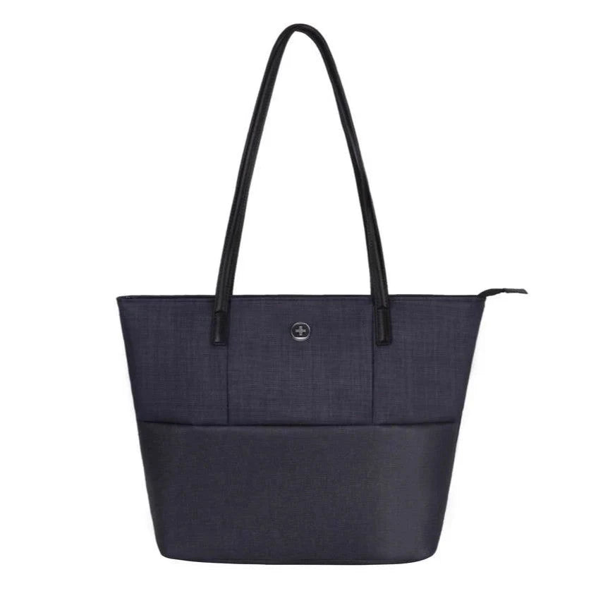 תיק נשיאה אלגנטי SwissDigital TOTE SD-880 בצבע אפור כהה עם ידיות נשיאה ארוכות, מבט חזיתי ישר