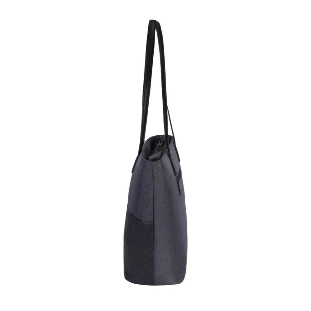 תיק נשיאה SwissDigital TOTE SD-880 אפור כהה עם עומק ארבע עשרה סנטימטר וידיות נשיאה מחוזקות, מבט מהצד