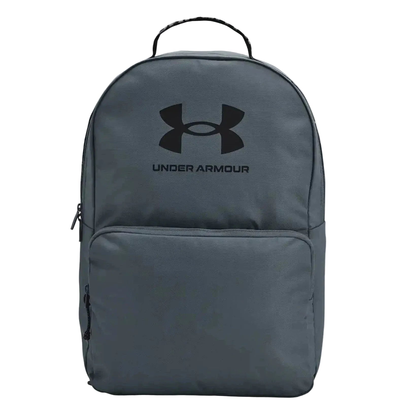 תיק גב Under Armour Loudon 25L בצבע אפור, מבט חזית עם לוגו ותא קדמי, נפח 25 ליטר