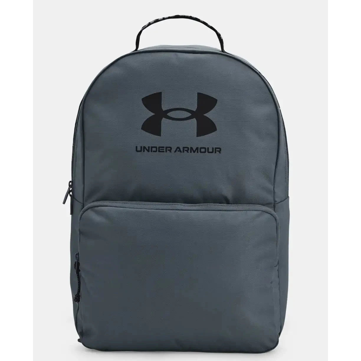 תיק גב Under Armour Loudon 25L בצבע אפור, מבט חזית עם לוגו ותא קדמי, נפח 25 ליטר