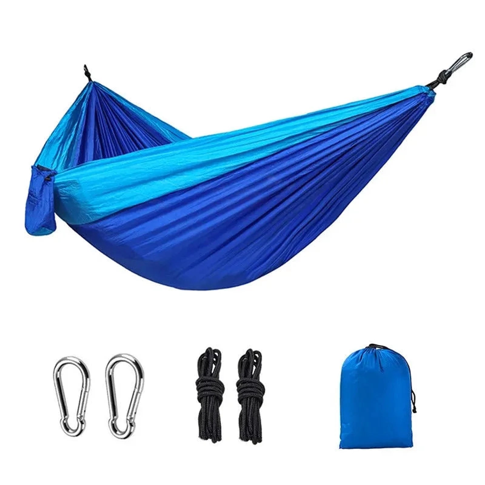 ערסל קמפינג Widesea Hammock PRO מבד מצנח ניילון 210T בצבע כחול עם שאקלים, חבלי קשירה ותיק נשיאה