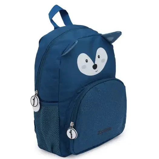 תיק גן לילדים ZOOLITTLE דגם BLUE CAT בצבע נייבי עם אוזני חתול, עשוי מבד פוליאסטר חזק, מבט צד
